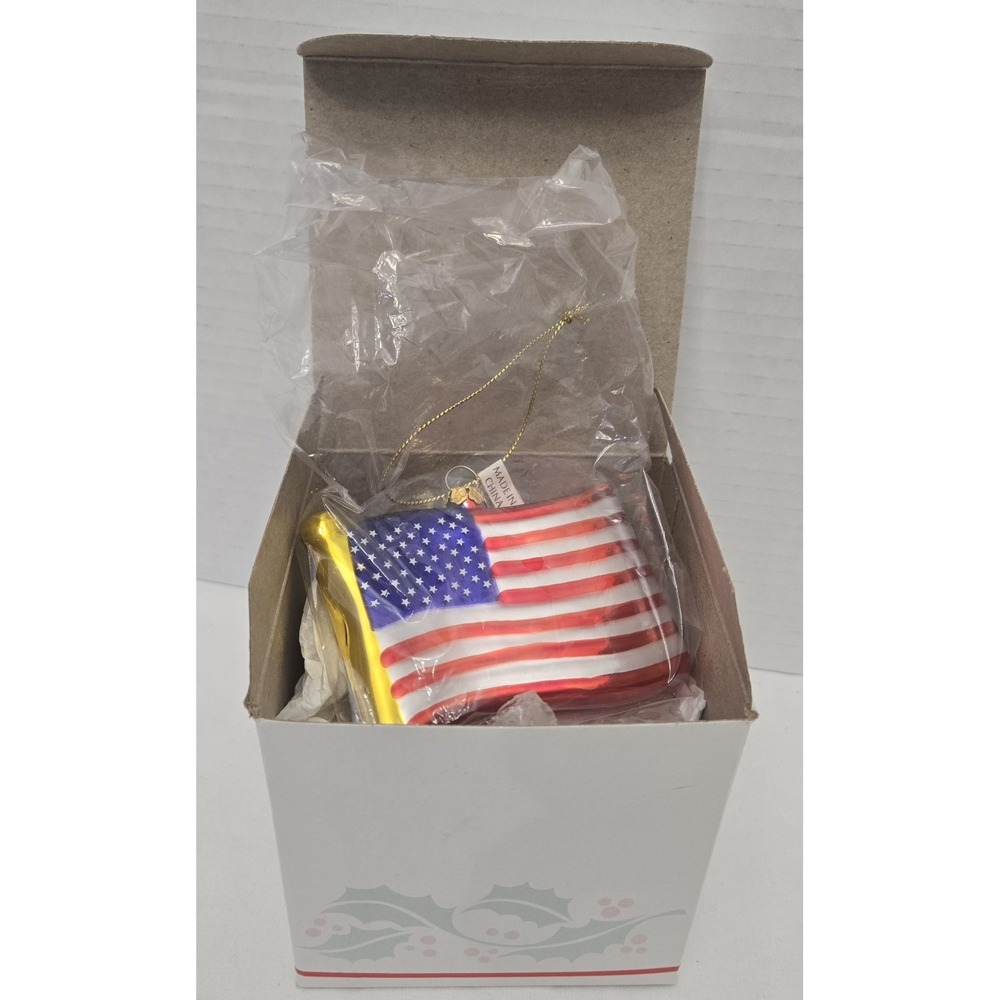 Bronner's Christmas Ornament Star Spangled Banner American Flag Blown Glass USA